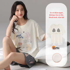 Đồ bộ mặc nhà cotton có miếng đệm ngực