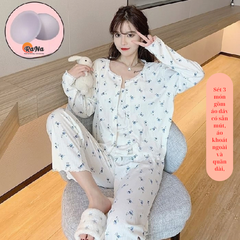 Sét 3 món gồm quần dài áo 2 dây cso sẵn ngực và áo khoát ngoài