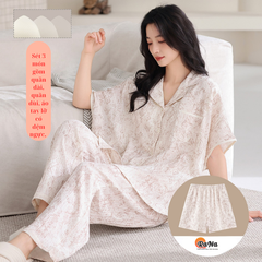Sét 3 món đồ ngủ cao cấp có miếng đệm ngực