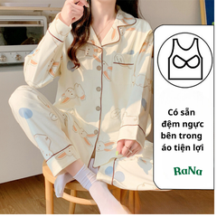 Bộ bầu cho con bú Quần Dài Áo Dài Tay có đệm ngực