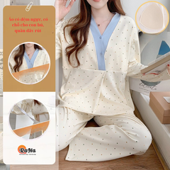 Bộ pijama ngủ cho mẹ bầu bỉm có chỗ cho con bú