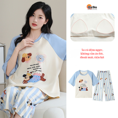 Đồ mặc nhà quần lửng có sẵn mút ngực