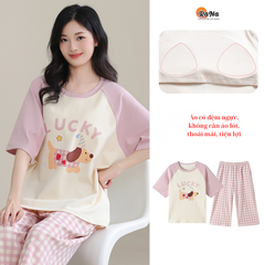Đồ mặc nhà quần lửng có sẵn mút ngực