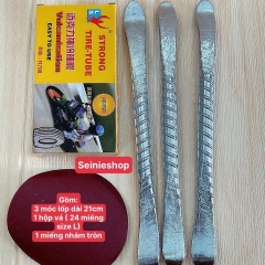 Bộ Dụng Cụ móc lốp Vá Ruột Xe Đạp Xe Máy Gồm 3 Món Hộp L24 Miếng Vá + 3 Cây Nại Vỏ Xe + Miếng Chà Nhám