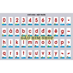 Bộ thẻ học chữ cái và số - CỠ ĐẠI 8 x 16cm  - 44 thẻ dành cho cô và trò. Bộ thẻ Thông Minh nhận biết Chữ cái và Số