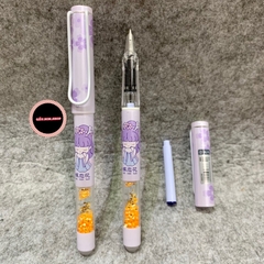 Bút máy tẩy (bút mực tẩy) thân có Nhũ nước - ngòi Kim Tinh trơn dùng được cả mực lọ và ống mực tẩy (loại ống 3.4mm)