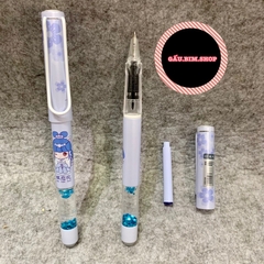 Bút máy tẩy (bút mực tẩy) thân có Nhũ nước - ngòi Kim Tinh trơn dùng được cả mực lọ và ống mực tẩy (loại ống 3.4mm)