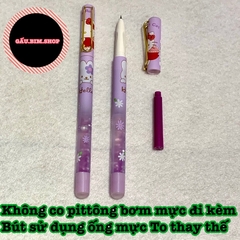 Bút máy tẩy (bút mực tẩy) thân có Nhũ nước - ngòi Kim Tinh trơn dùng được cả mực lọ và ống mực tẩy (loại ống 3.4mm)