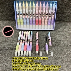 Bút máy bấm (bút mực bấm) ngòi kim tinh, ngòi trơn có thể dùng được cả mực bơm và ống mực