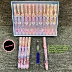 Bút máy tẩy (bút mực tẩy) thân có Nhũ nước - ngòi Kim Tinh trơn dùng được cả mực lọ và ống mực tẩy (loại ống 3.4mm)