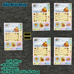 Nhãn vở Sticker - 1 tệp gồm 8 nhãn vở, 12 Sticker và 24 Tag đánh dấu đồ vật