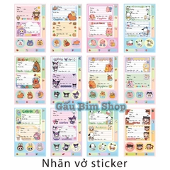 Nhãn vở Sticker - 1 tệp gồm 8 nhãn vở, 12 Sticker và 24 Tag đánh dấu đồ vật