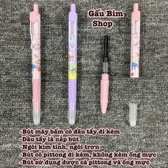 Bút máy bấm (bút mực bấm) ngòi kim tinh, ngòi trơn có thể dùng được cả mực bơm và ống mực