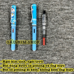 Bút máy (bút mực) ngòi Kim Tinh trơn dùng được cả mực lọ và ống mực tẩy