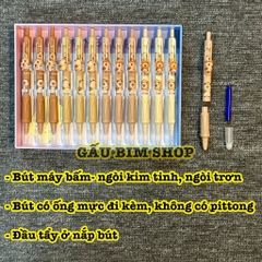 Bút máy bấm (bút mực bấm) ngòi kim tinh, ngòi trơn có thể dùng được cả mực bơm và ống mực