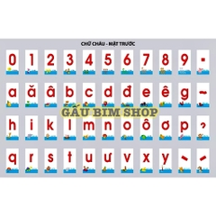 Bộ thẻ học chữ cái và số - CỠ NHỎ 5 x 9cm  - 44 thẻ dành cho cô và trò. Bộ thẻ Thông Minh nhận biết Chữ cái và Số