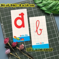 Bộ thẻ học chữ cái và số - CỠ ĐẠI 8 x 16cm  - 44 thẻ dành cho cô và trò. Bộ thẻ Thông Minh nhận biết Chữ cái và Số