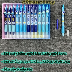 Bút máy bấm (bút mực bấm) ngòi kim tinh, ngòi trơn có thể dùng được cả mực bơm và ống mực