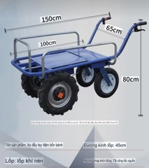 Xe Điên 4 Bánh Trở Vật Liệu Xây Dựng, Nông Sản, Thóc Gạo Trọng Tải 1000kg