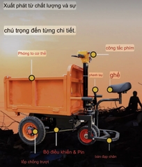 Xe điện ba bánh trở vật liệu xây dựng và nông sản trọng tải 1000kg