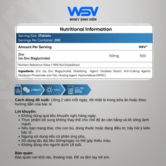 WeightWorld ZinC Bisglycinate (25mg) - 400 viên