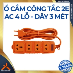 Ổ CẮM 4 LỖ CÔNG TẮC 2E AC - DÂY 3 MÉT