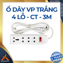 Ổ DÂY CẮM VĂN PHÒNG 4 LỖ - MÀU TRẮNG - DÂY 3 MÉT