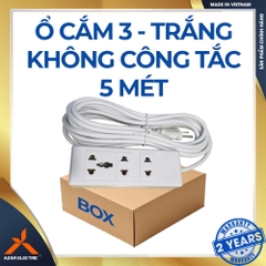Ổ CẮM TRẮNG 3 LỖ - KHÔNG CÔNG TẮC - 5 MÉT
