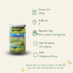 Oliu xanh có hạt - Green Cerignola Olives - Glass Jar 170 Gr