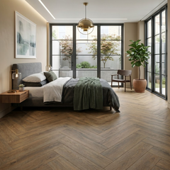 SPC Flooring Tile - Distressed Oak Herringbone