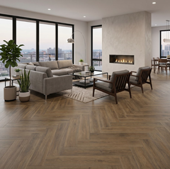 SPC Flooring Tile - Distressed Oak Herringbone