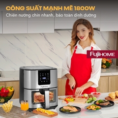 Nồi chiên không dầu 10L nhập khẩu Fujihome 1800W tự ngắt, nồi chiên điện tử 10Lít cảm ứng 8 chế độ