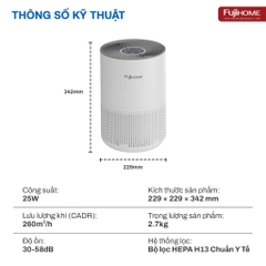 Máy lọc không khí thông minh HEPA H13 nhập khẩu FUJIHOME AP5COMPACT, máy lọc bụi khử mùi diệt khuẩn