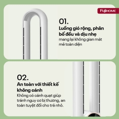 Quạt không cánh tích hợp lọc không khí bằng ion Fujihome BF-03R -động cơ không chổi than-BH 24 tháng