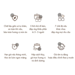 Nồi Nấu Chậm 2,5L Bear DDZ-B25Q3 - Bộ 5 thố sứ dung tích lớn, đa dạng chế độ nấu - Bảo hành 18 tháng