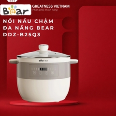 Nồi Nấu Chậm 2,5L Bear DDZ-B25Q3 - Bộ 5 thố sứ dung tích lớn, đa dạng chế độ nấu - Bảo hành 18 tháng
