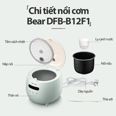Nồi cơm điện mini 1 người ăn 0.3L  Bear DFB-B12F1 - Hàng chính hãng - Bảo hành 18 tháng