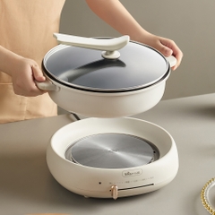 Nồi Lẩu Nướng Hấp Đa Năng Bear 4L DHG-C40W2 1500W, 4 Mức Nhiệt, Kèm Xửng Hấp 3.5L, BH 18 Tháng
