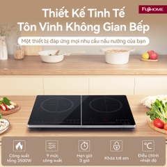 Bếp từ đôi Fujihome IC2123 | 2 vùng nấu Booster nhanh nóng | An toàn khóa trẻ em, tiết kiệm điện