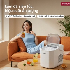Máy làm đá viên sạch mini tự động 12kg/ngày Fujihome IM12N, máy làm đá 9 viên/lần tiện lợi tiết kiệm
