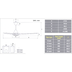 Quạt trần KDK, màu trắng bạc M60XG(SIL)