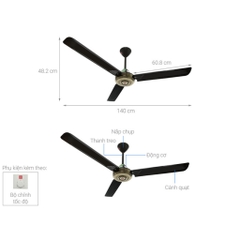 Quạt trần KDK, màu đồng N56YG(BB)