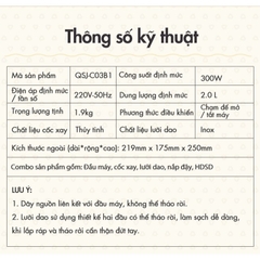 Máy xay thực phẩm đa năng 2L Bear QSJ-C03B1 - Hàng chính hãng