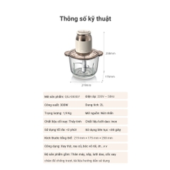 Máy xay thịt, thực phẩm 2L Bear QSJ-D03D7 - Hàng chính hãng