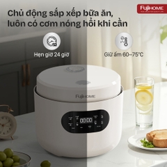 Nồi cơm điện 1.2L tách đường Fujihome RC12LS lòng nồi Inox 304, cảm ứng Led 8 chế độ nấu an toàn