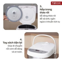 Nồi cơm điện tử 1.5 Lít FUJIHOME RC15W nhập khẩu, lòng nồi 5 lớp chống dinh cao cấp tiết kiệm điện