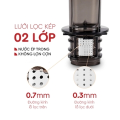 Máy ép chậm mini FUJIHOME SJ06, máy ép trái cây rau củ 400ml công suất 100W lưới lọc 2 lớp Inox