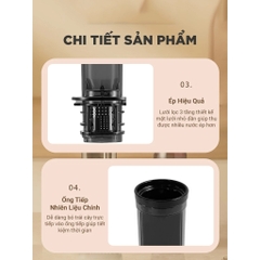 Máy ép chậm mini FUJIHOME SJ06, máy ép trái cây rau củ 400ml công suất 100W lưới lọc 2 lớp Inox