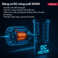 Máy ép chậm trái cây nguyên quả mạnh mẽ FUJIHOME SJ50C, máy ép chậm giữ dưỡng chất dễ vệ sinh