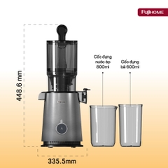 Máy ép chậm trái cây nguyên quả mạnh mẽ FUJIHOME SJ50C, máy ép chậm giữ dưỡng chất dễ vệ sinh